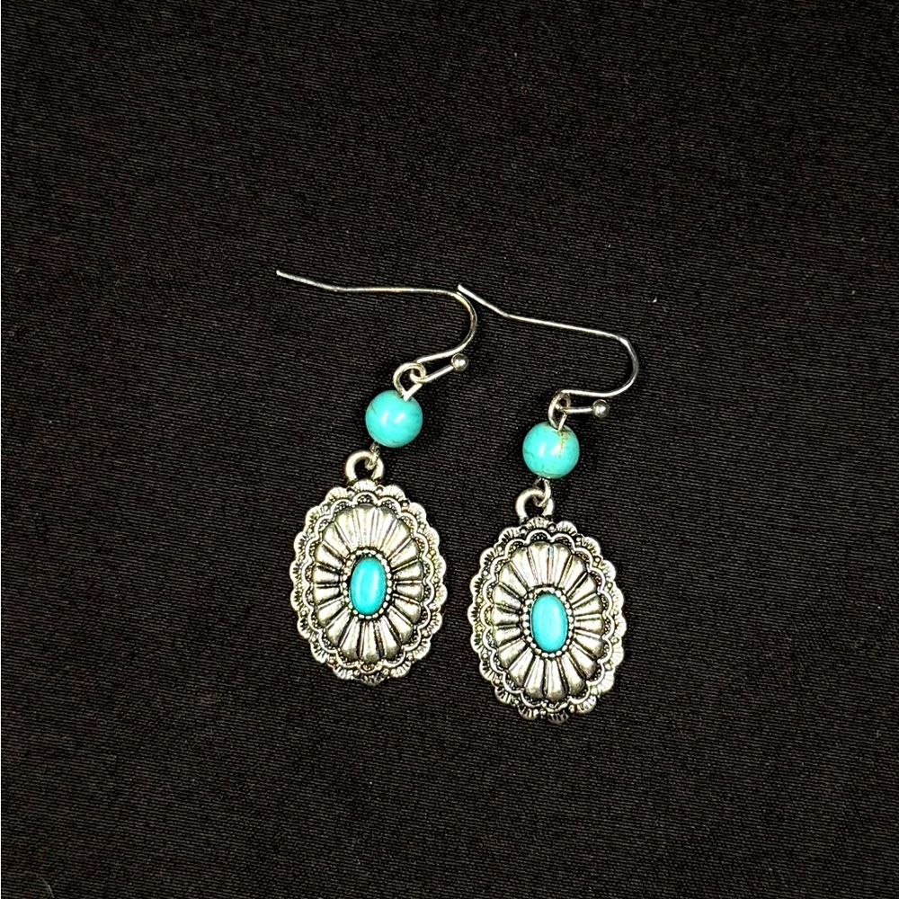 Silver and Turquoise Dangle Earrings